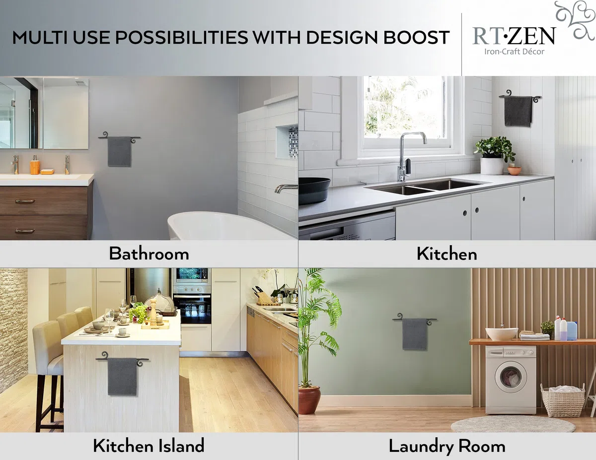 RTZEN-Décor - Appendiabiti da parete per bagno o cucina, realizzato a mano