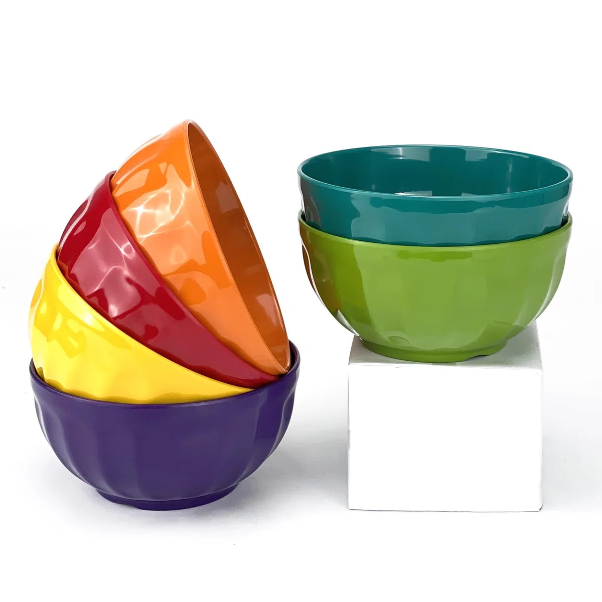 Set di ciotole Yalin in melammina, 25,4 cm 100% melammina per cereali/zuppa/insalata, 800 g, confezione da 6 in 6 colori assortiti, anti-rottura e lavabili in lavastoviglie, senza BPA