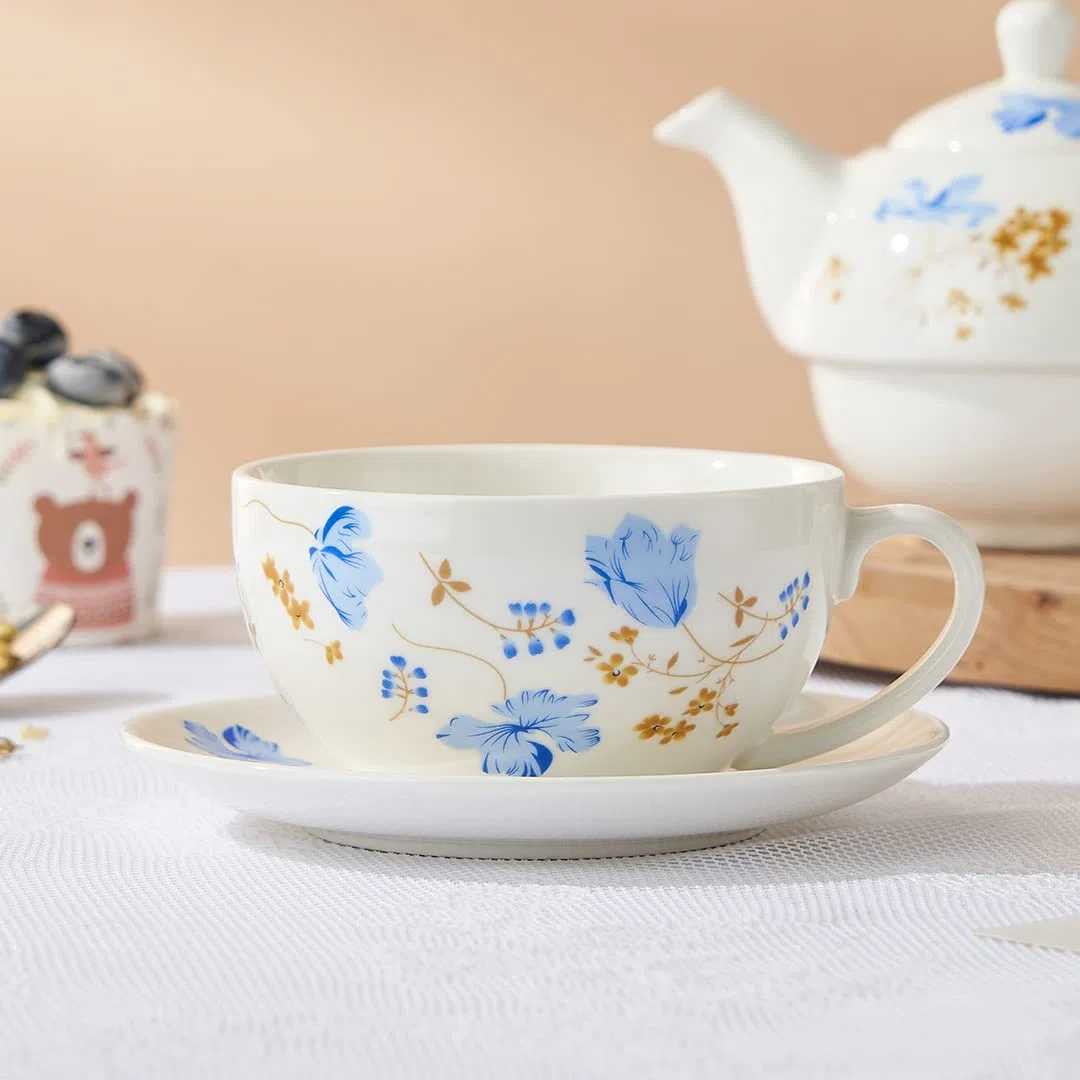 Teiera e tazza in porcellana, set da tè per uno, teiera floreale, regalo per donne, orchidee