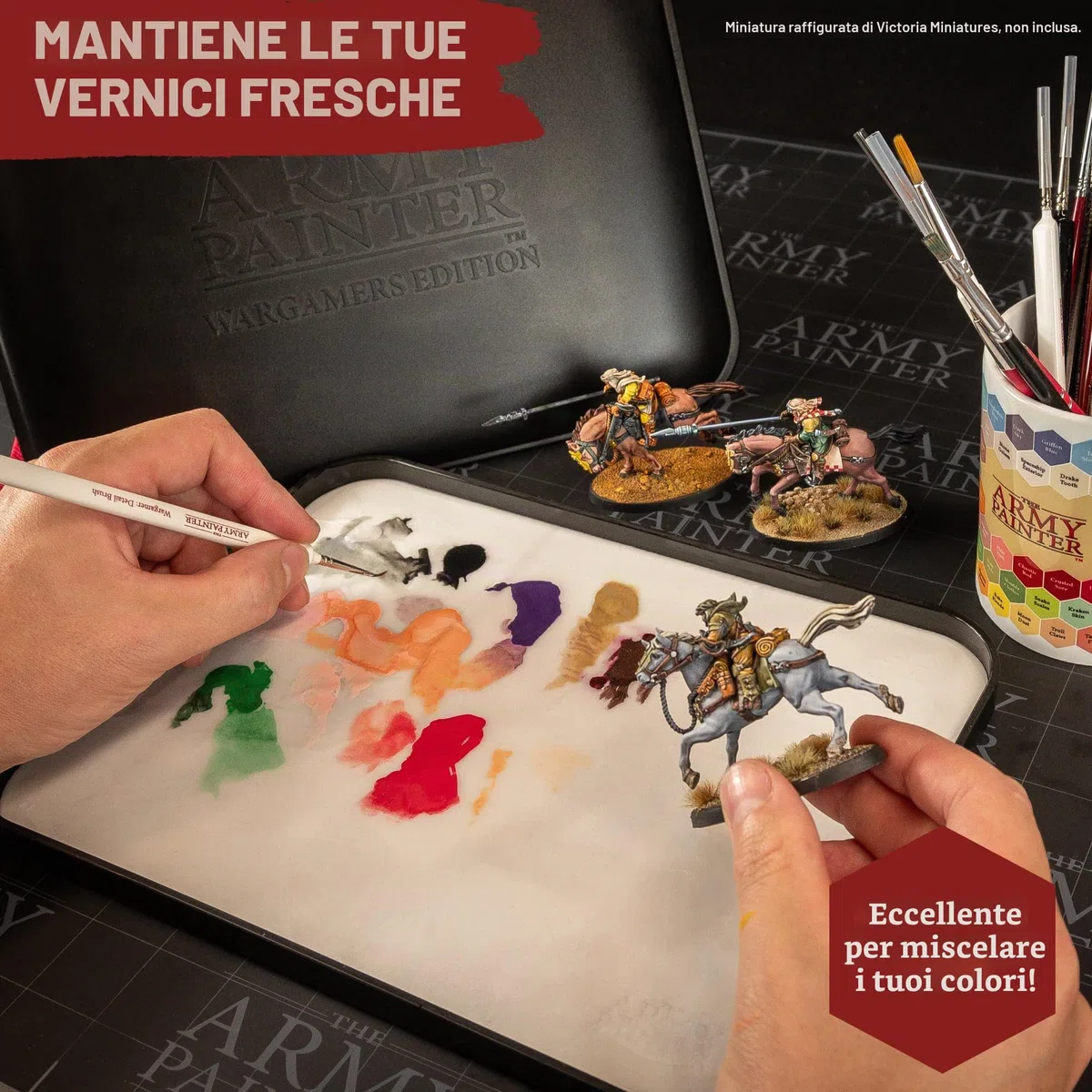 The Army Painter, Wargamers Edition Wet Palette XL, con 50 fogli Hydro Sheets, 2 Hydro Foams & Brush Storage – Wet Palette per miniature pittura acrilica, Dnd & Warhammer