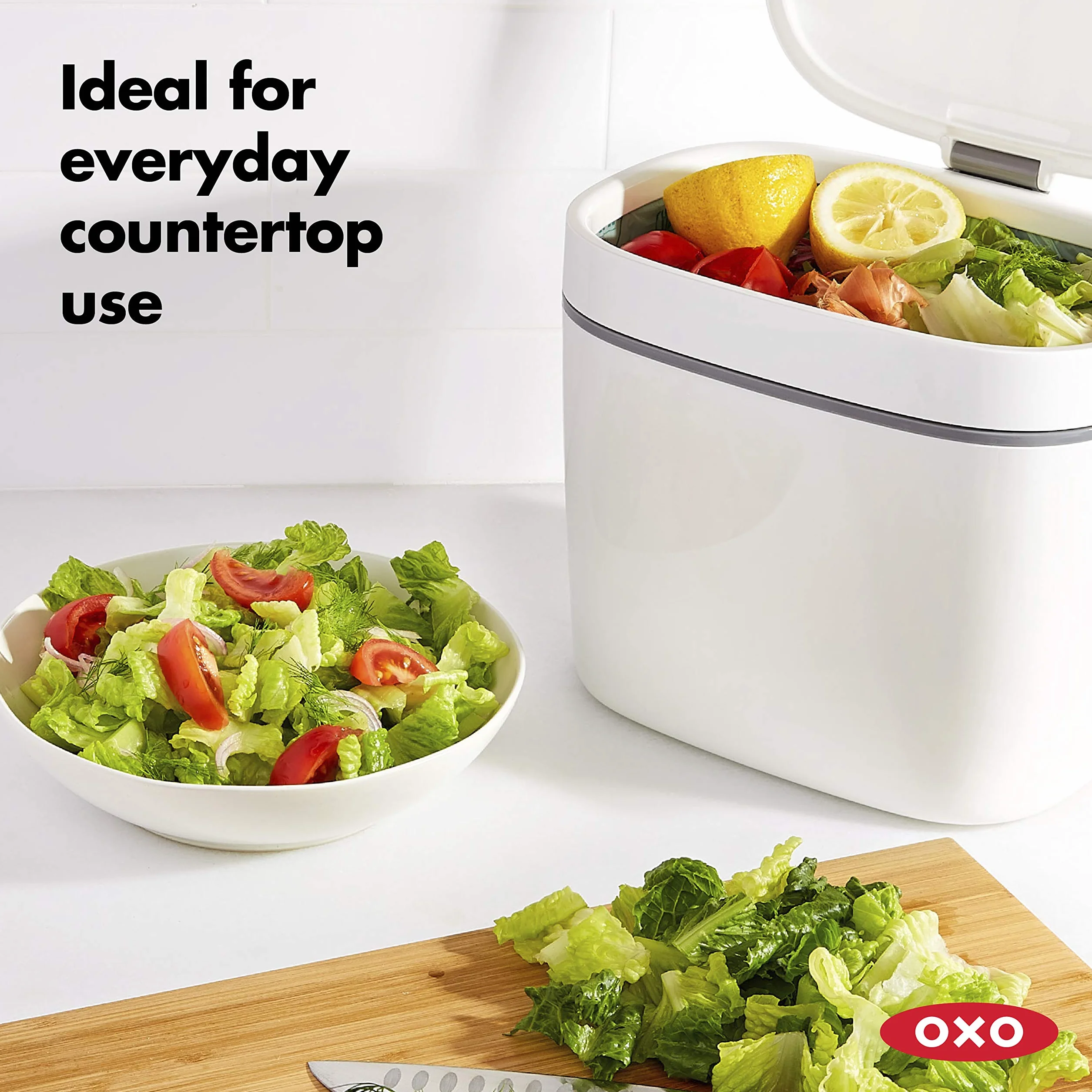 OXO Good Grips Contenitore da Cucina per Compost, Bianco/Grigio, 6.6 L