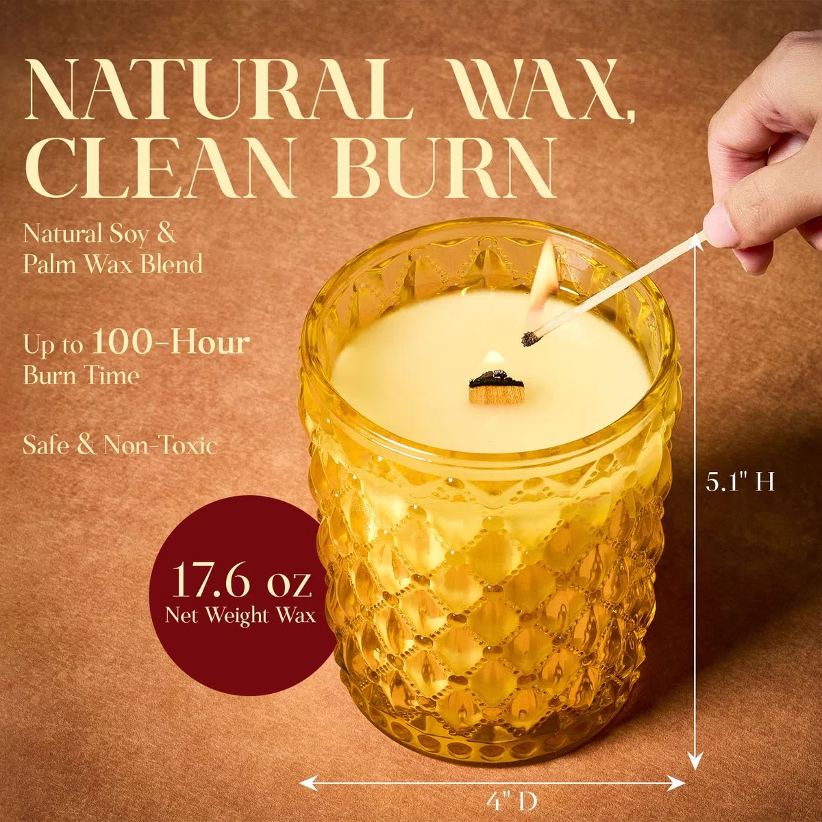 M&SENSE Candela Profumata all'Osmanthe | 500 g (17,6 oz), 100 Ore di Combustione | Cera di Soia Naturale Non Tossica | A Lunga Durata per il Benessere Emotivo e per i Regali | per Bagno, Cucina