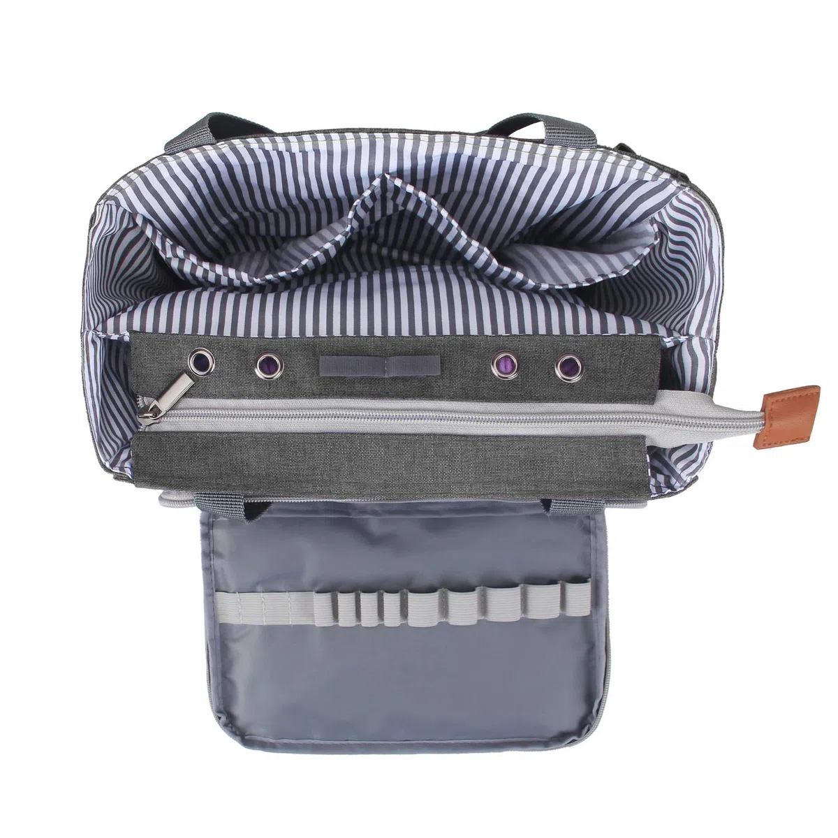 Luxja Borsa Portalavoro Uncinetto, Borsa Maglia, Filati per Matasse, Porta Uncinetti, Ferri Maglia, Accessori Piccoli, Grigio