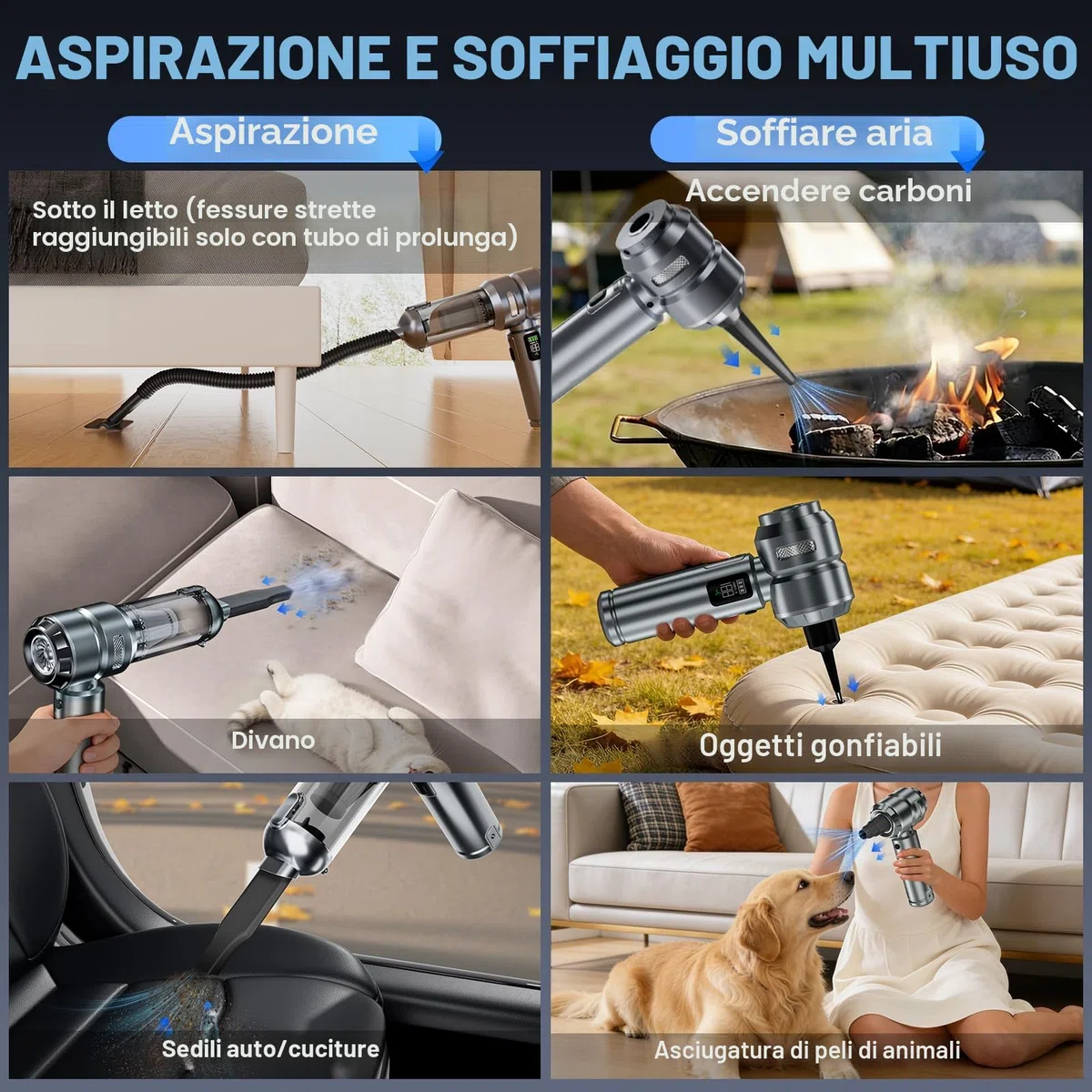 HOVIN Aspirapolvere per Auto – 26000pa Mini Aspirabriciole Senza Fili per Auto, One-Touch Dust Dump con 3 Velocità Motore Brushless, Aspirapolvere Portatile, per PC, Casa, Cucina, Fessure, Angoli