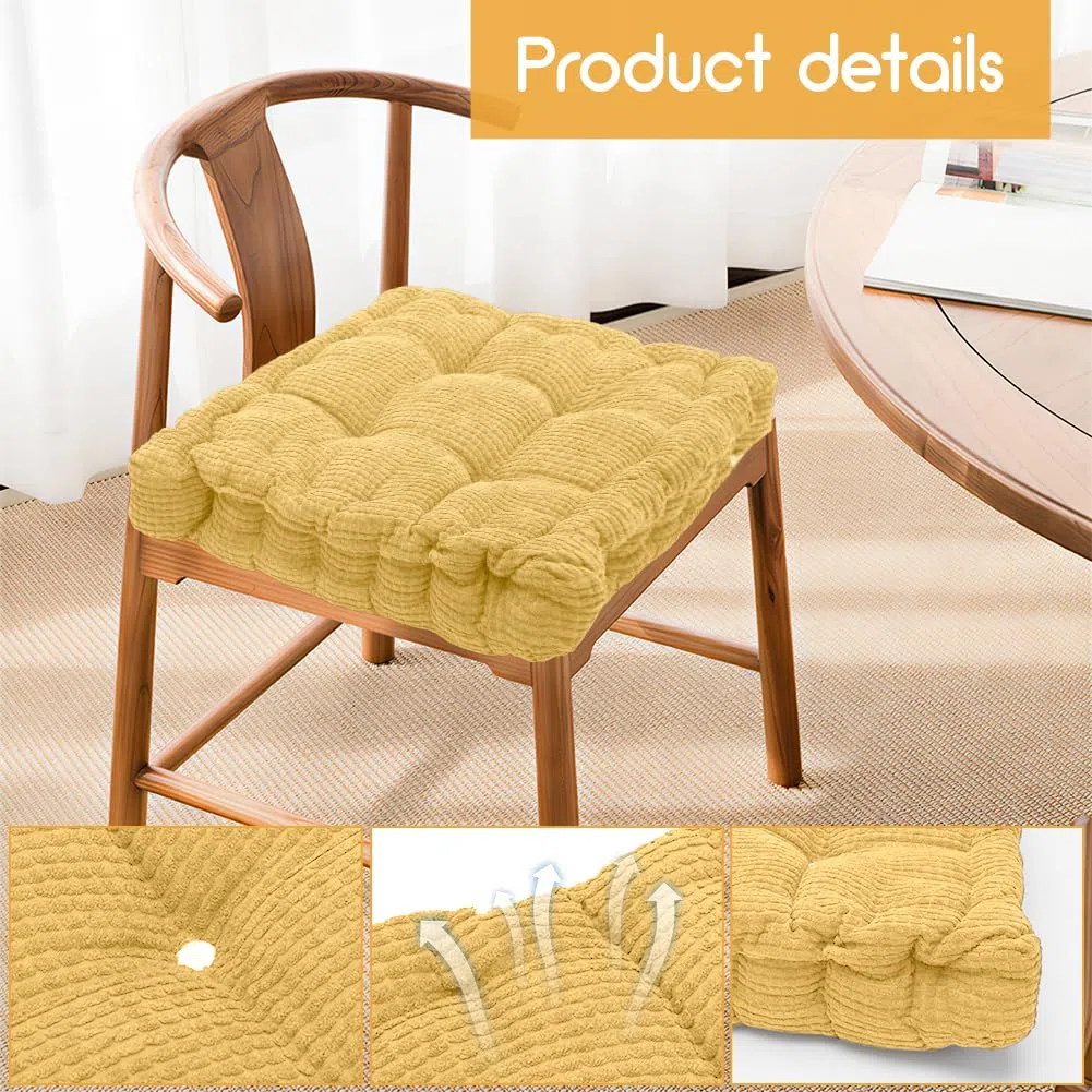 Set di 2 cuscini per sedia, 40 x 40 cm, per interni ed esterni, spessi, adatti per casa, giardino, ufficio e sedili auto (giallo)