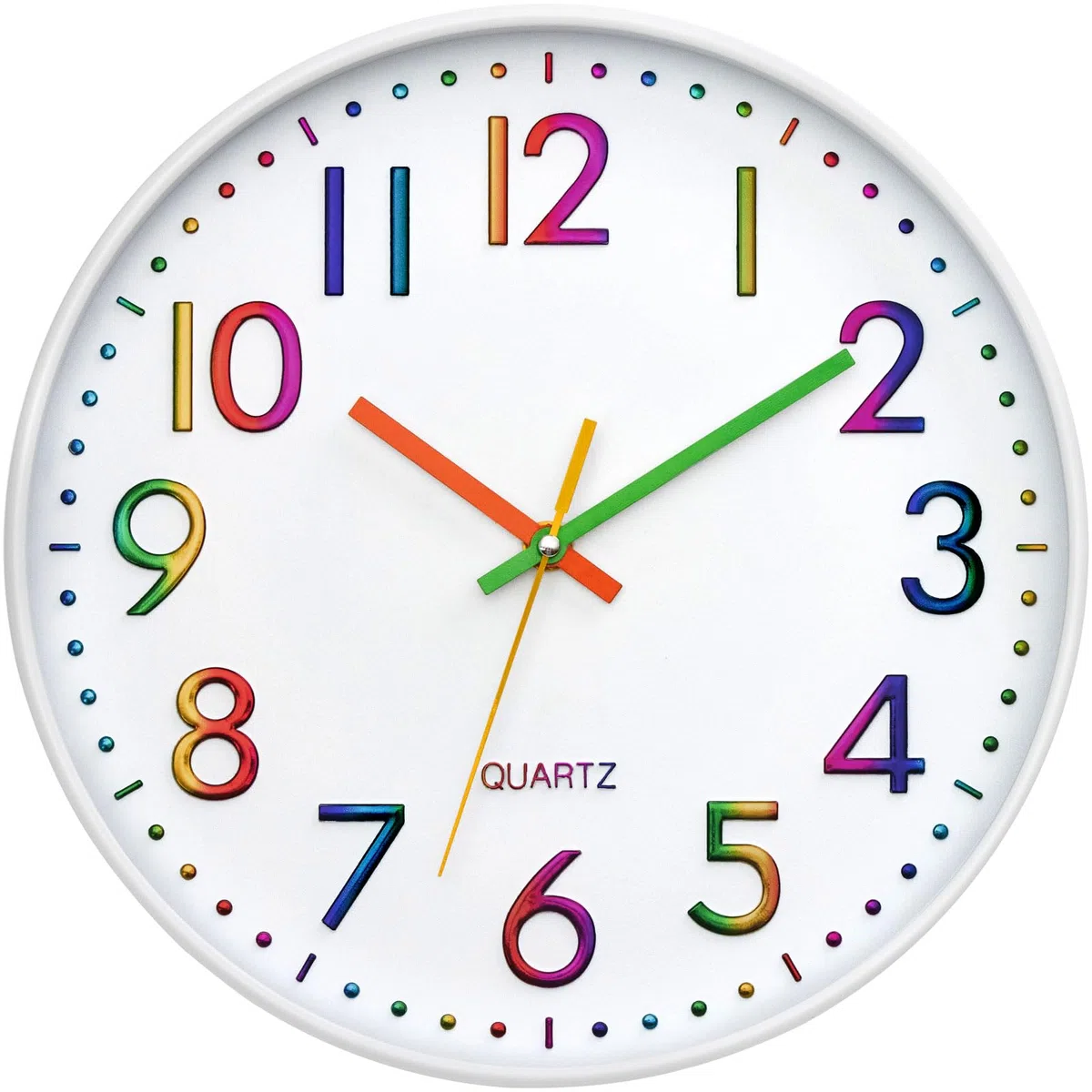 Orologio da Parete per Bambini Orologio per la Camera da Letto, Adatto per la Scuola Quadrante Arcobaleno 30 cm
