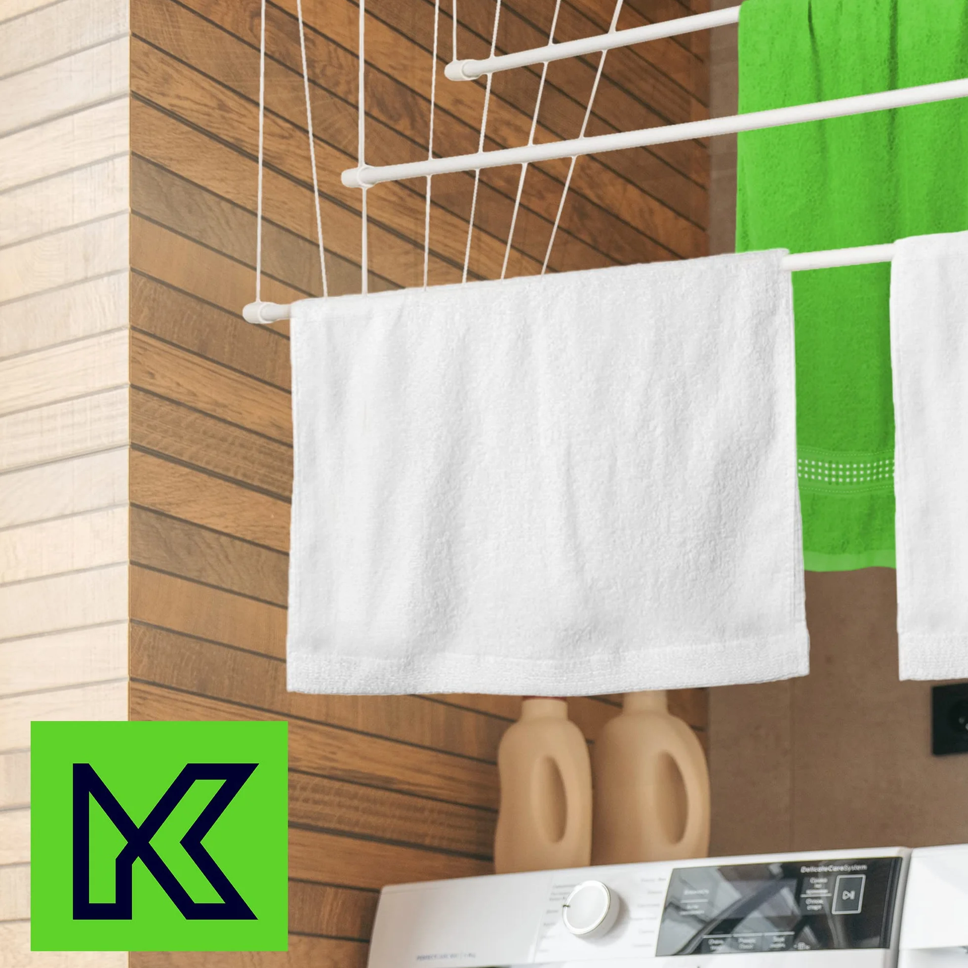 KADAX Stendibiancheria da Soffitto in Acciaio Rivestito in Polietilene, Stendino con Design Salvaspazio e Capacità di Carico di 12 kg (Bianco, 6 x 90)