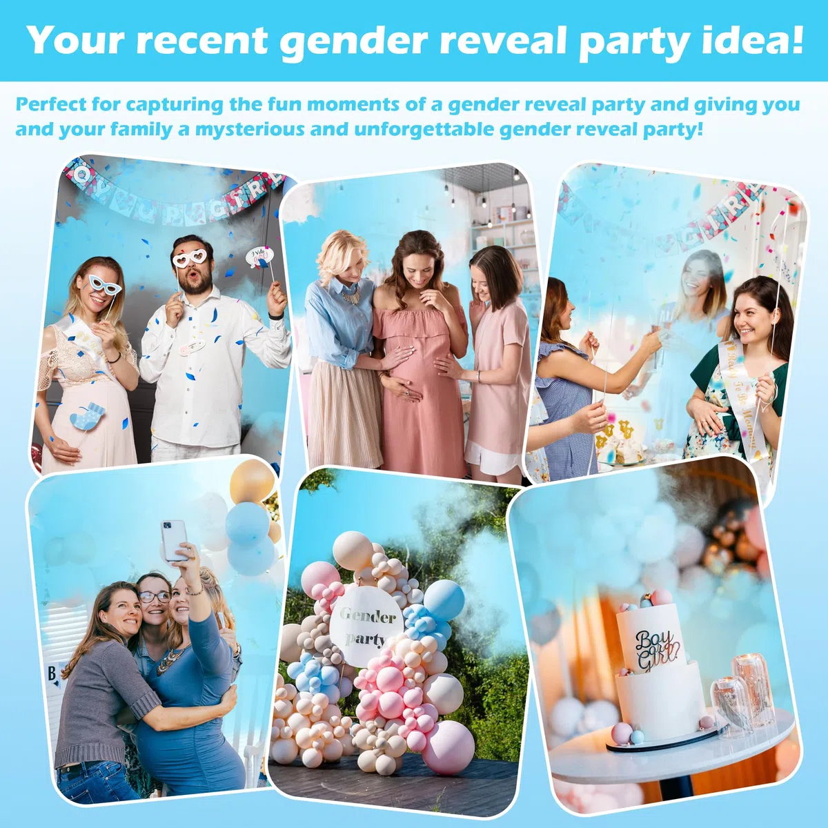 Baby Gender Reveal Fire Extinguisher; Spray Colorato con Polvere Fumogena; Idea per una Festa di Rivelazione del Genere del Bambino Sicura al 100% ed Ecologica (blue)