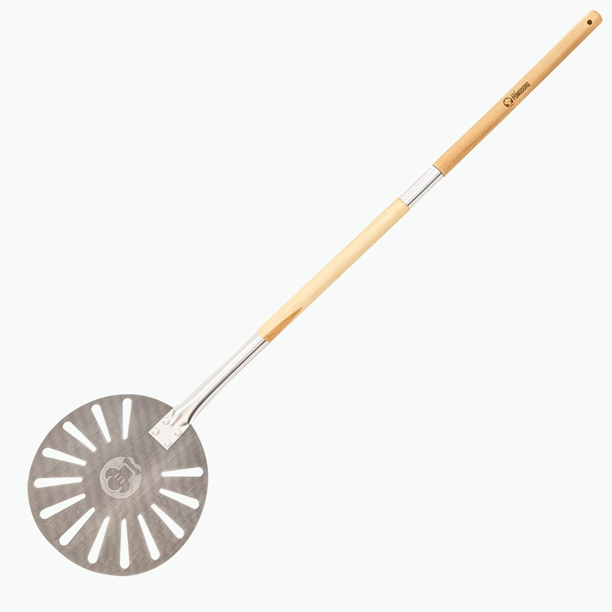 Chef Pomodoro Palino Pizza da 22,8cm con Manico Allungabile da 73 a 120cm, Palino per Girare la Pizza con Manico in Alluminio, Pala per Pizza Forata per Girare la Pizza e il Pane Fatti in Casa