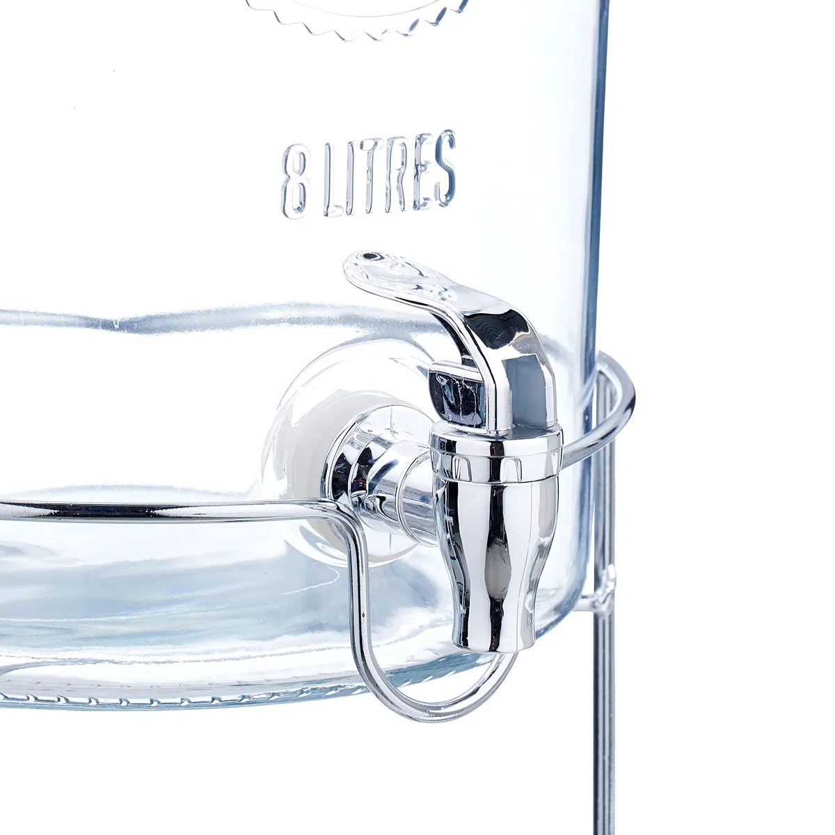 Relaxdays Dispenser in Vetro per Bevande, Erogatore 8 L Rubinetto, Coperchio e Rialzo, Distribuitore Acqua e Limonata