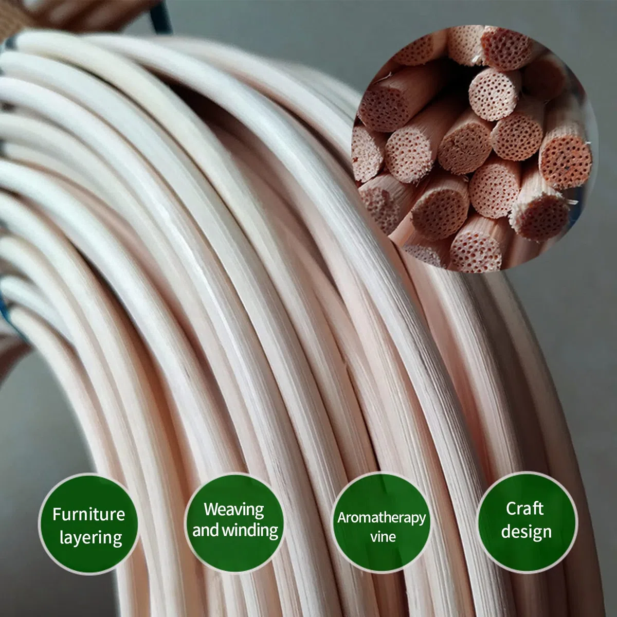 Rattan Tubo Intrecciato, Striscia di Rattan in Vimini Naturale per Lavori di Intreccio di Fissaggio, 8mm Ø 500 g