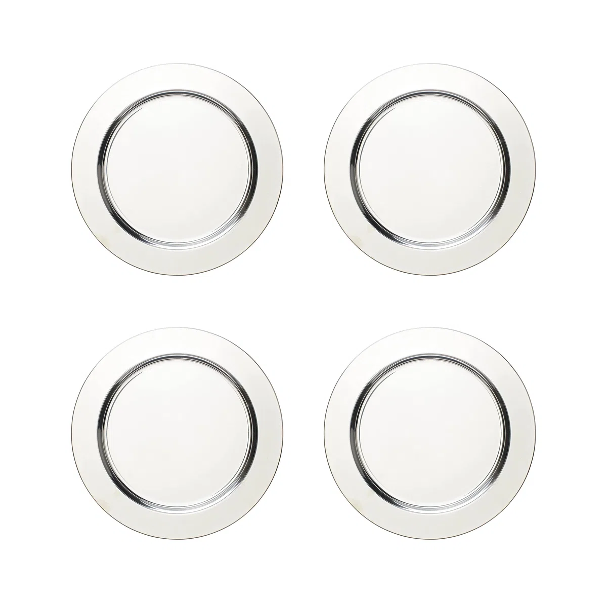 ECHTWERK Set di 4 sottopiatti/piatti da portata 'Shiny' in acciaio inossidabile, Edizione Argento, Ø 33,2 cm