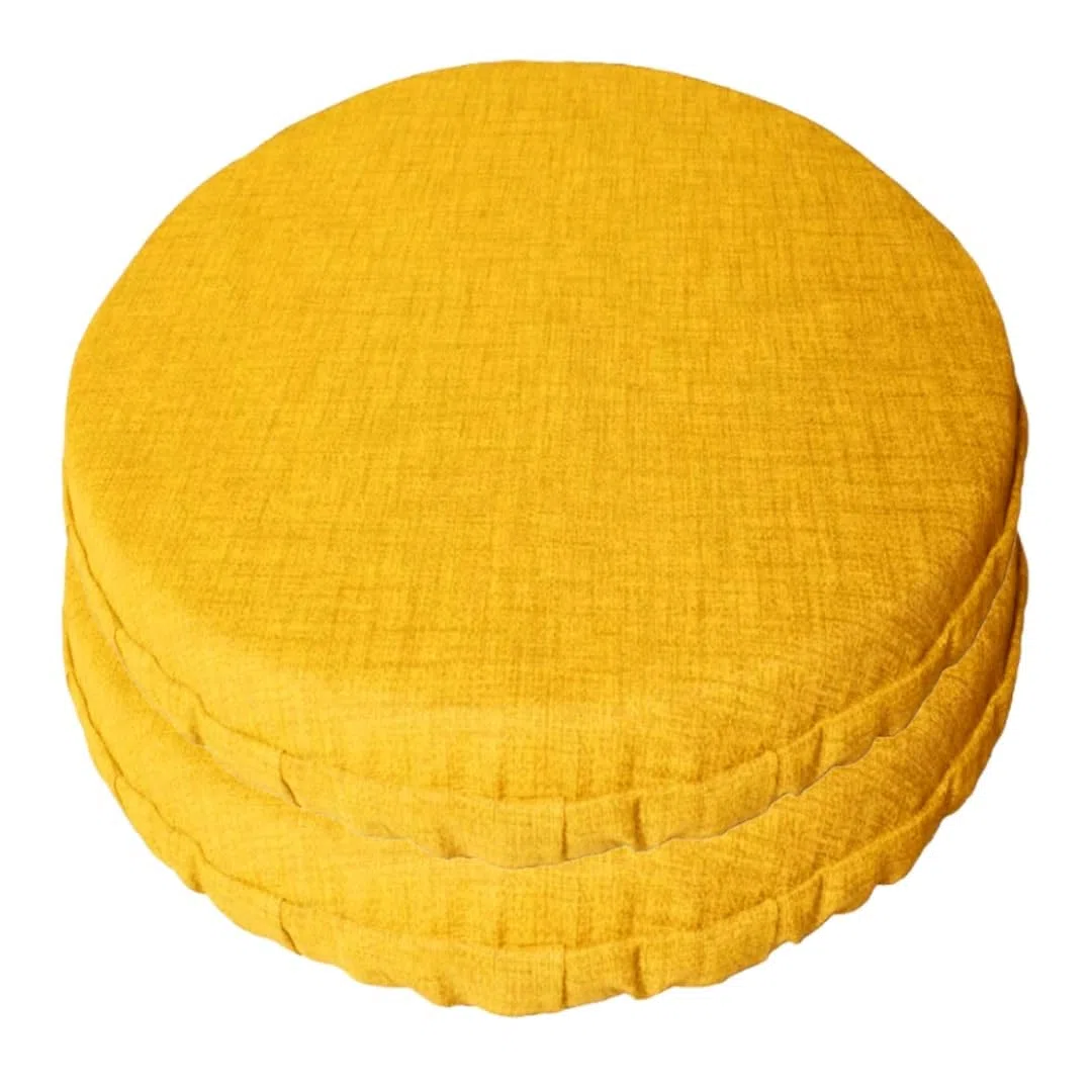 Cuscini Sedia Rotondi Cucina (6 pezzi) Con Fascia Elastico Imbottito e Sfoderabile 40 cm (Giallo)