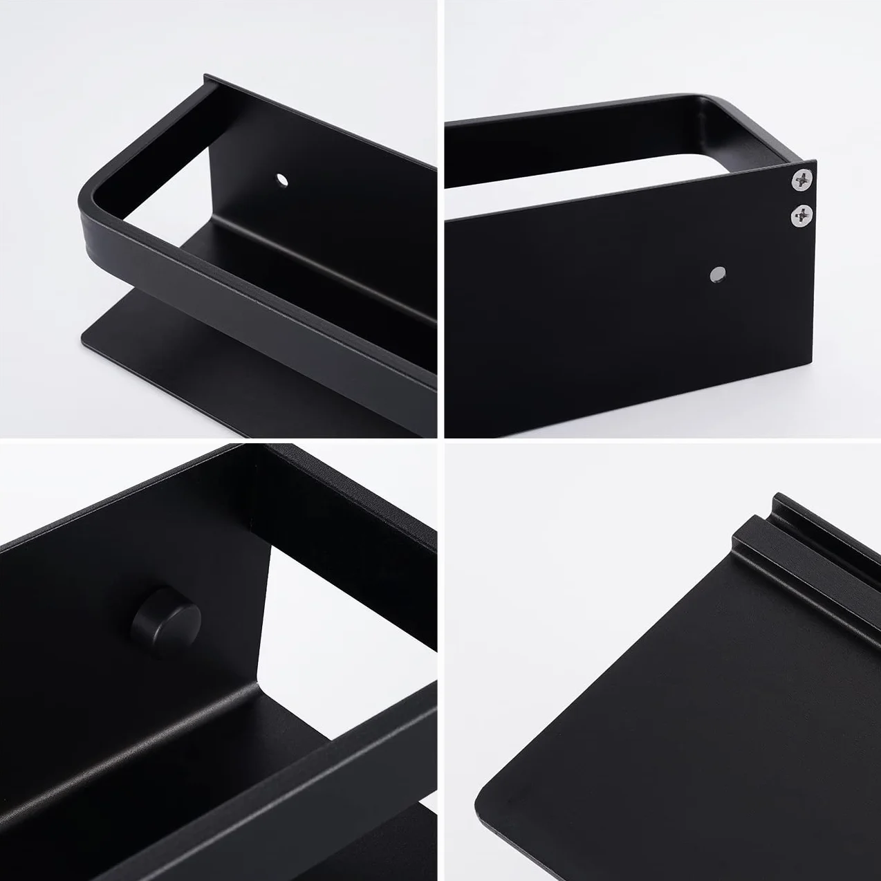 KES Porta Spezie Nero Portaspezie Cucina Mensola Organizzatore 40CM Appendere Alluminio Supporto da Parete 2 Pezzi, KSR401S40-BK-P2