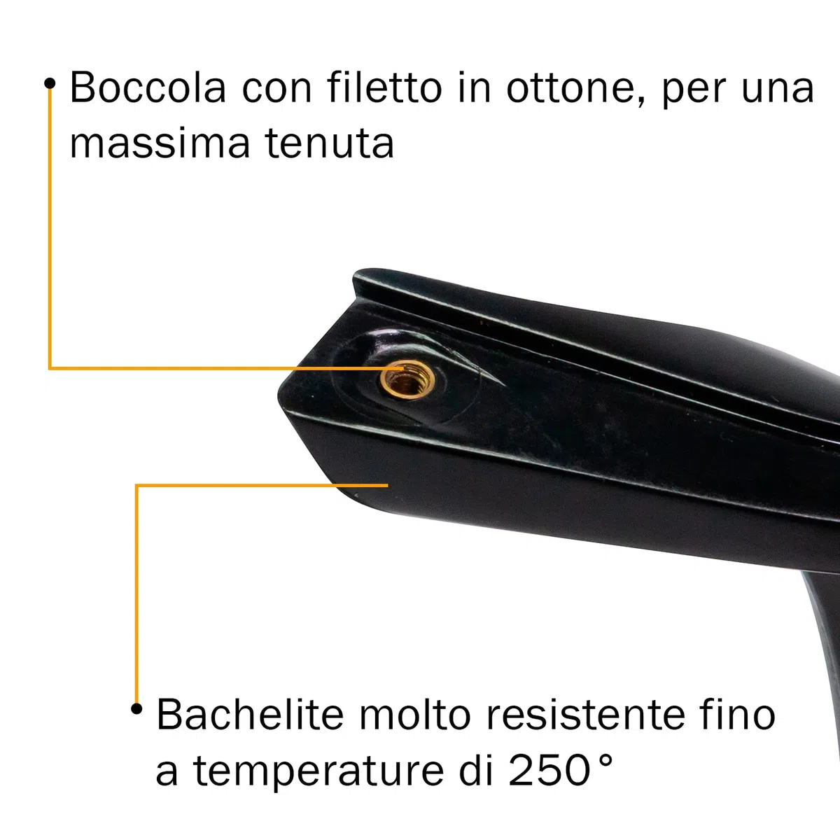 OPPAHA Manici Pentola Compatibili AMC al 100% Filettatura in Ottone e Bachelite Anti Scottatura Set 2 Maniglie Serie 28. Incluse 4 viti in acciaio inox