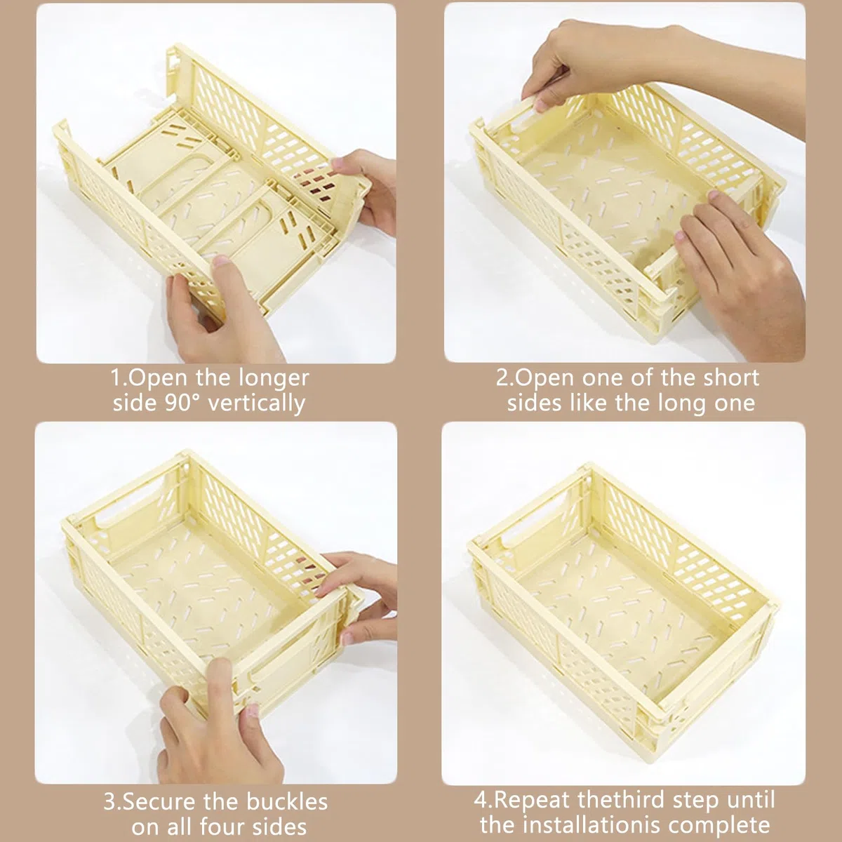 Confezione da 8 casse pieghevoli in plastica, mini casse per il latte colorate, graziose ceste impilabili per classe, ufficio, bagno, facili da usare (15 x 9,9 x 6,1 cm, 25,4 x 16,5 x 10,4 cm