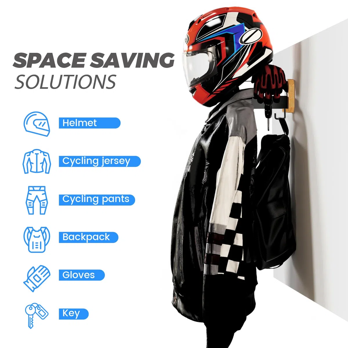 Porta Casco Moto da Parete, Appendi Casco Moto da Parete, Moto Accessori Utili, Struttura di Ancoraggio a Parete per Motociclette, Calcio, Sci e Tattico