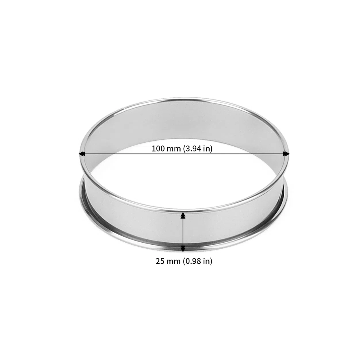JAPCHET 25 anelli da 10 cm, in acciaio inox, per muffin, per torte e muffin, doppio arrotolato, per supporto della cucina