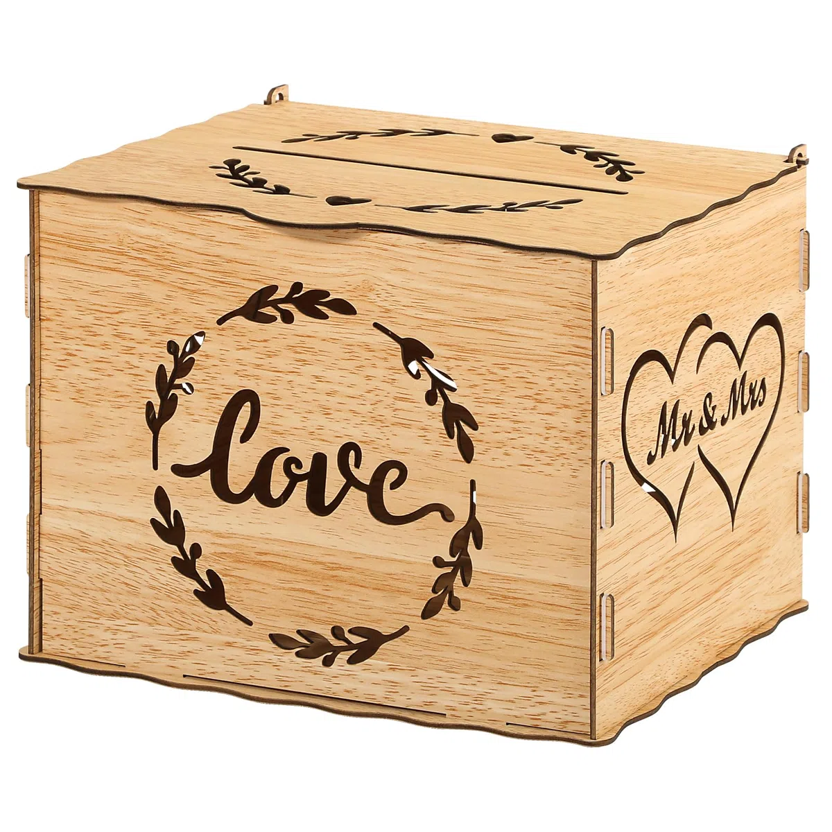 BOFUNX Scatola di Carte di Nozze in Legno Scatola per Biglietti di Nozze per Regalo Matrimonio Compleanno Baby Shower Laurea Anniversario Ricevimento