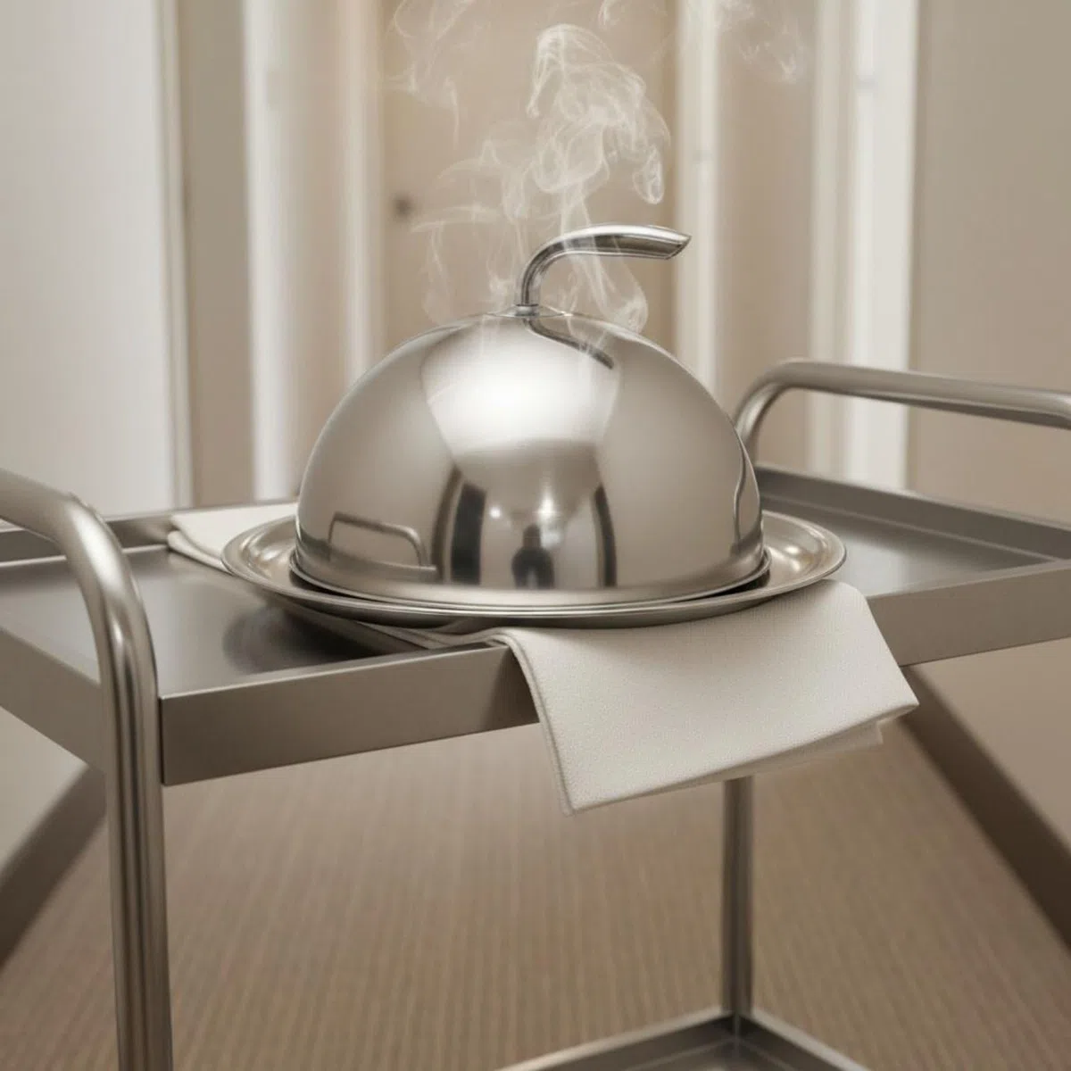Cloche in Acciaio Inossidabile, Mantiene il Cibo Caldo, Cloche Con Maniglia, Coperchio a Cupola per Bistecca e hamburger, per Ristoratori, Chef, Hotel, Argento, Set 22.5cm-26cm