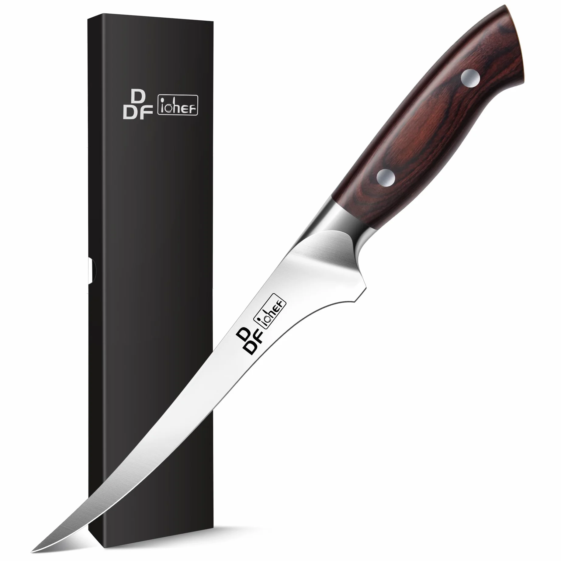DDF iohEF Coltello per Sfilettare 18 cm, Coltello da Disosso Professionale Bordo Disossare Pesce e Carne in Acciaio Inossidabile al Carbonio Super Affilato