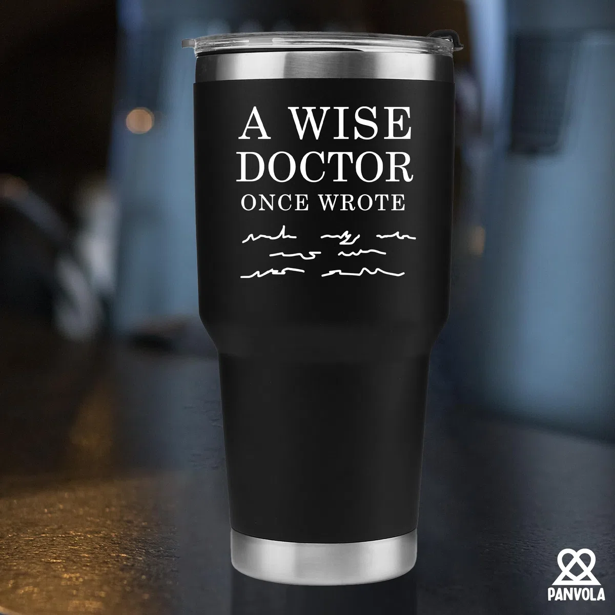Panvola 'A Wise Doctor Once Wrote ' Bicchiere da dottore Studente di medicina MD Practitioner DR Tazza da viaggio Compleanno in acciaio inossidabile con coperchio rimovibile e cannuccia (30 once)