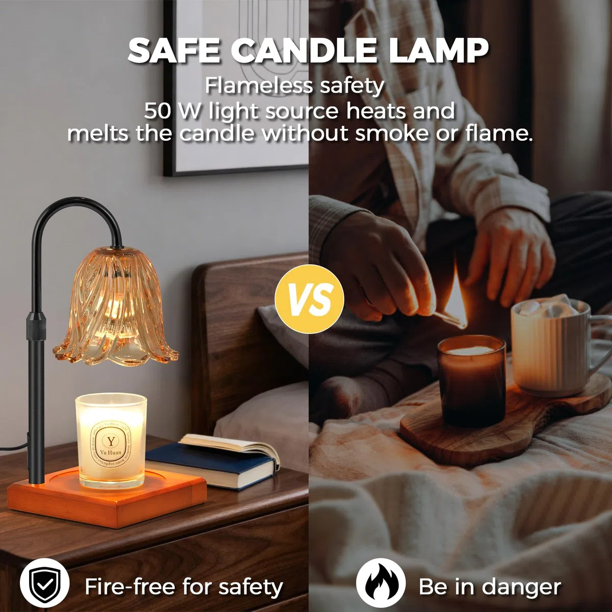GODONLIF Lampada Riscaldante per Candele, Riscaldatore per Candele Dimmerabile, Altezza Regolabile, Riscaldatore per Cera per Decorazione della Casa in Camera da Letto e Soggiorno con 2 Lampadine.