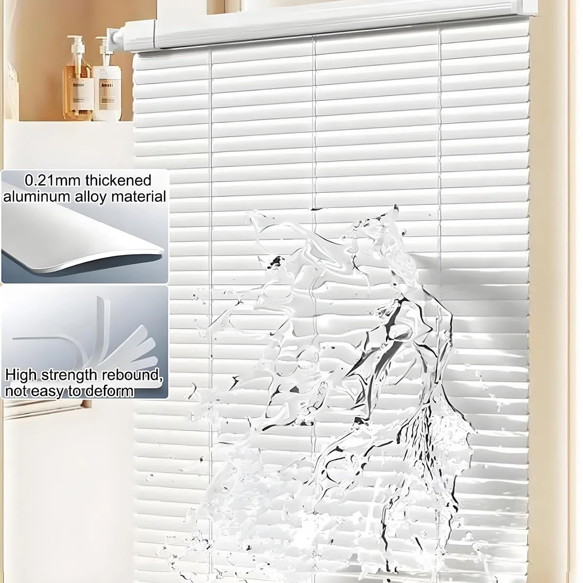 Tende Veneziana in Alluminio con Fissaggio Senza Foratura, su Misura Larghezza 42-150cm Altezza 50-240cm Persiane Veneziane Orizzontali Senza Fili, Privacy, per Finestre Interne(Bianco)