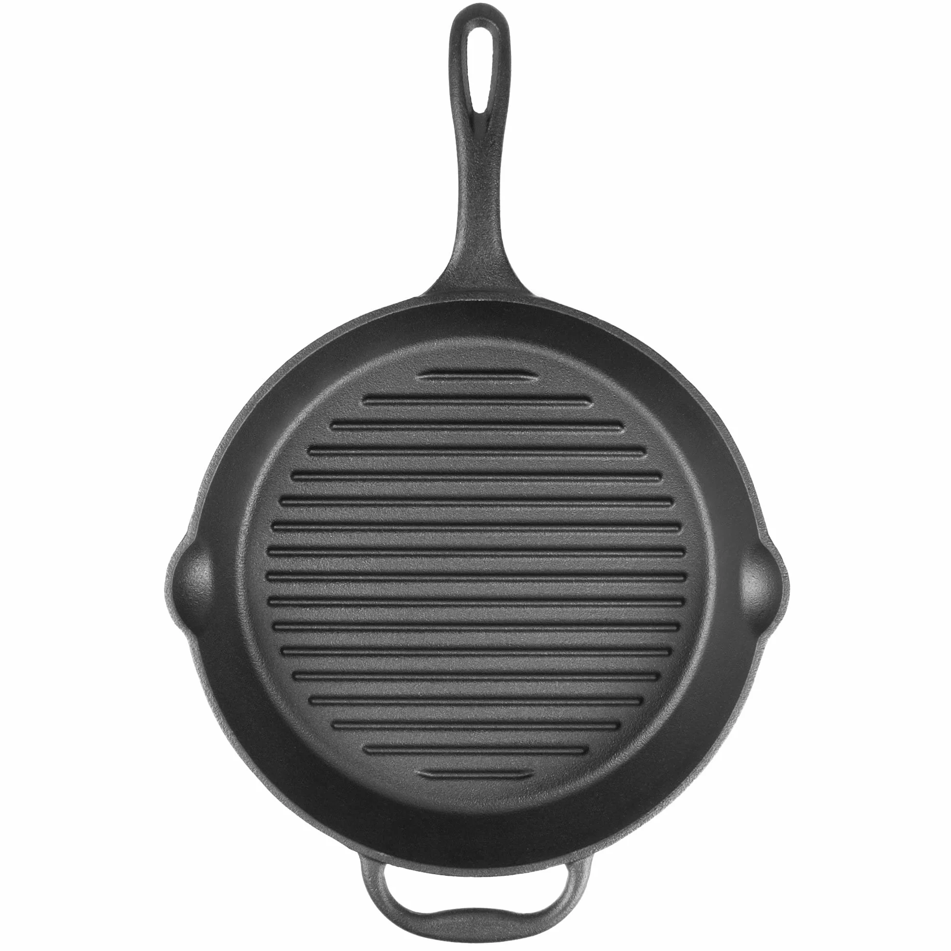 BBQ-TORO Padella in ghisa Ø 29 cm | Padella per grigliare in ghisa con manico, impugnatura e due beccucci, rigato | Padella per BBQ, padella per forno