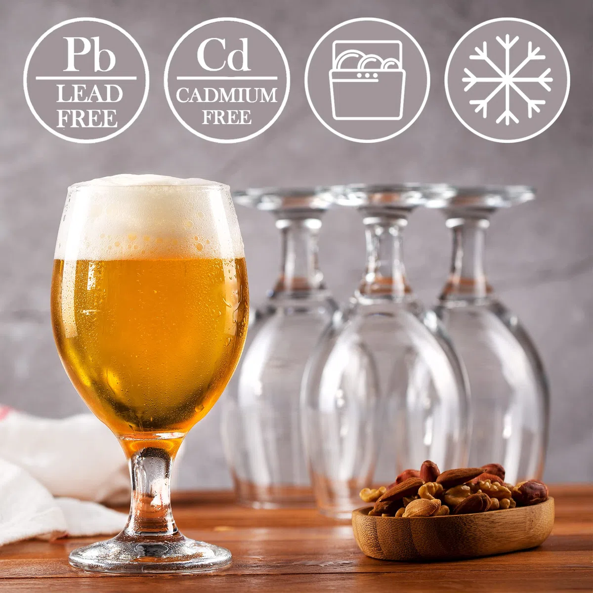 CRYSTALIA Calici da Birra Bicchieri Set 6, 400 ml, 100%SENZA PIOMBO Bicchieri Con Stelo, da Degustazione di IPA Belga, a Tulipano, Snifter, a Calice