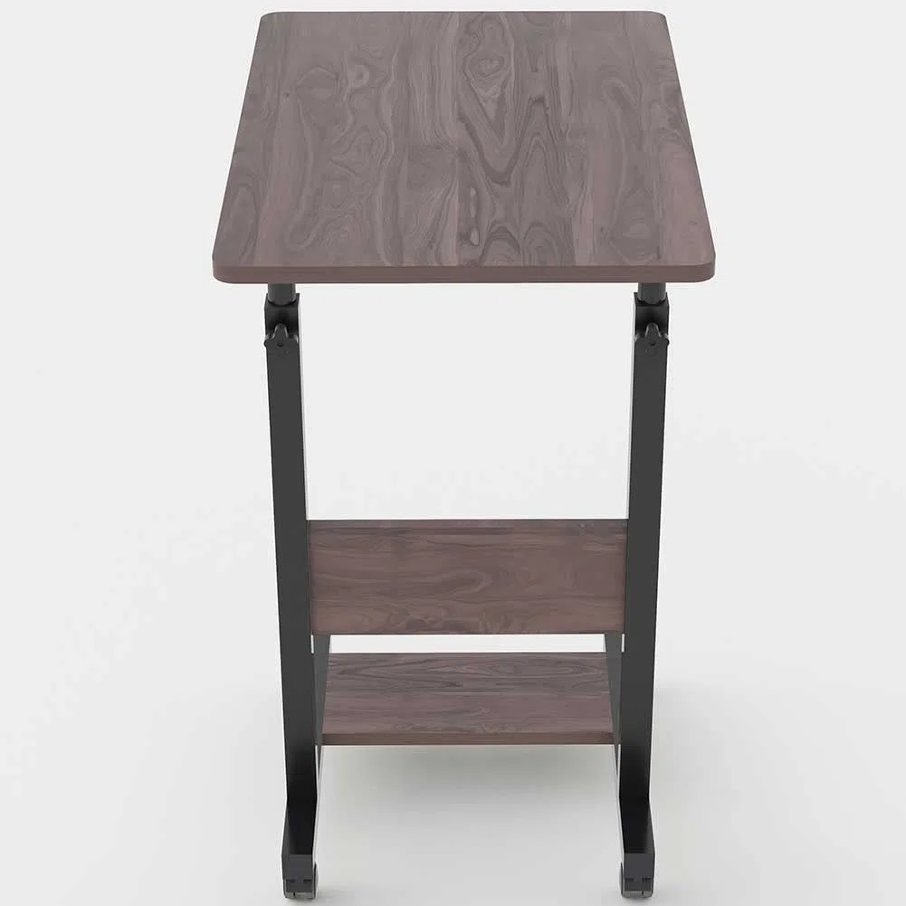 BAKAJI Scrivania Tavolo da Lavoro Porta Pc Computer Altezza Regolabile Tavolino Letto Divano con Piano e Ripiano Inferiore in Legno MDF Struttura Metallo Design Moderno 60 x 40 x 86 cm (Noce)