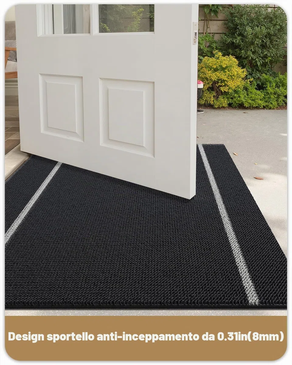 COLOR&GEOMETRY Zerbino Ingresso Esterno, Antiscivolo Lavabile, Zerbini per Ingresso Esterno, Zerbino Esterno per Terrazzo Giardino,43.5x75 cm, (Nero)