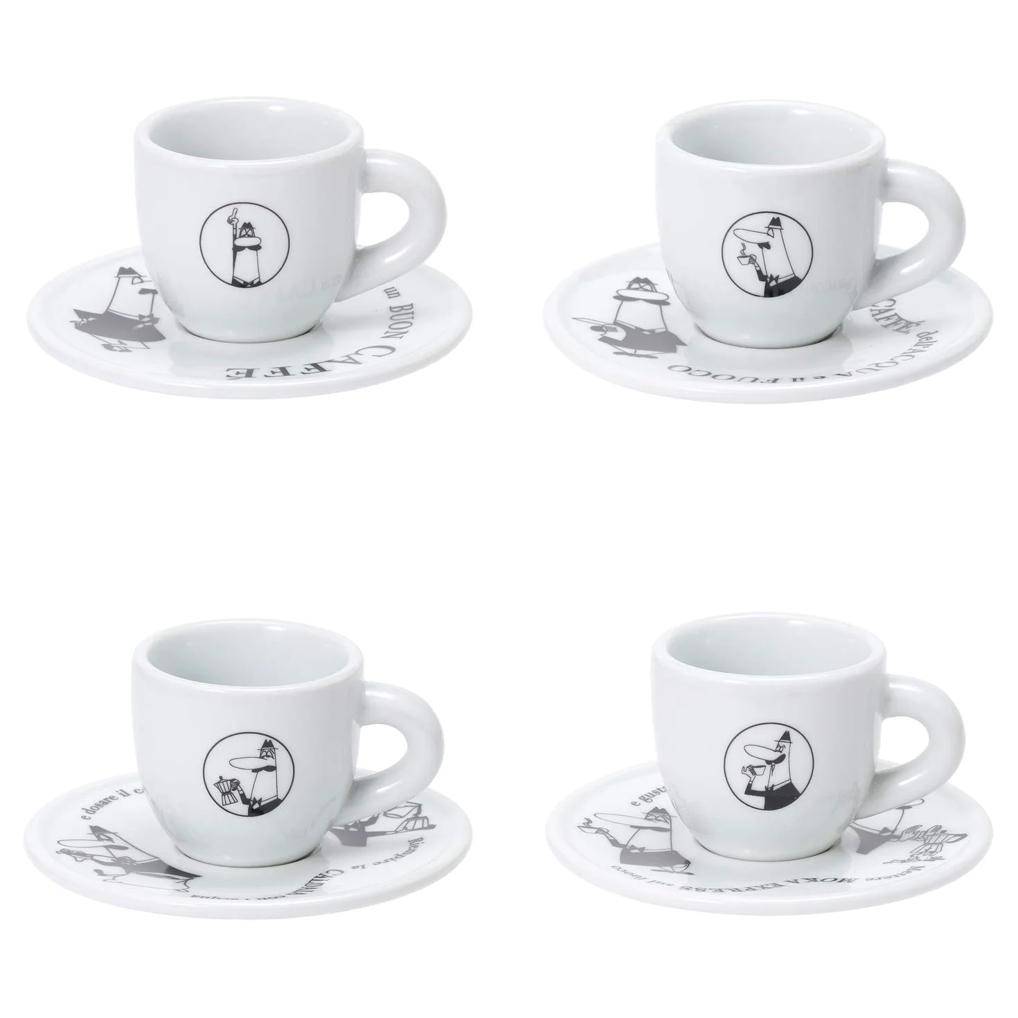 Bialetti Set 4 TAZZINE Moka CAROSELLO Tazze Colazione, Multicolore, Unico, 4