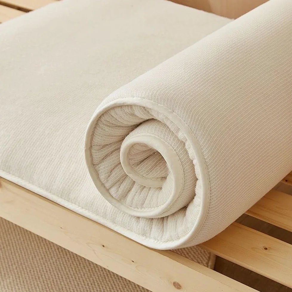 Materasso futon giapponese in cotone, imbottitura per pavimento, trapuntato, tatami, portatile, pieghevole, arrotolabile (120 x 200 cm)