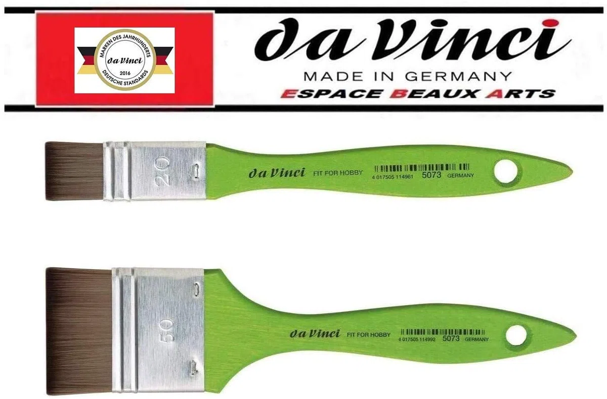 DaVinci ESPACE BEAUX ARTS da Vinci Pennello Mottler Serie 5073, Fibra Sintetica, Verde,Dimensioni 20 mm, 50 mm. Set 2 Pezzi. Prodotto in Germania.