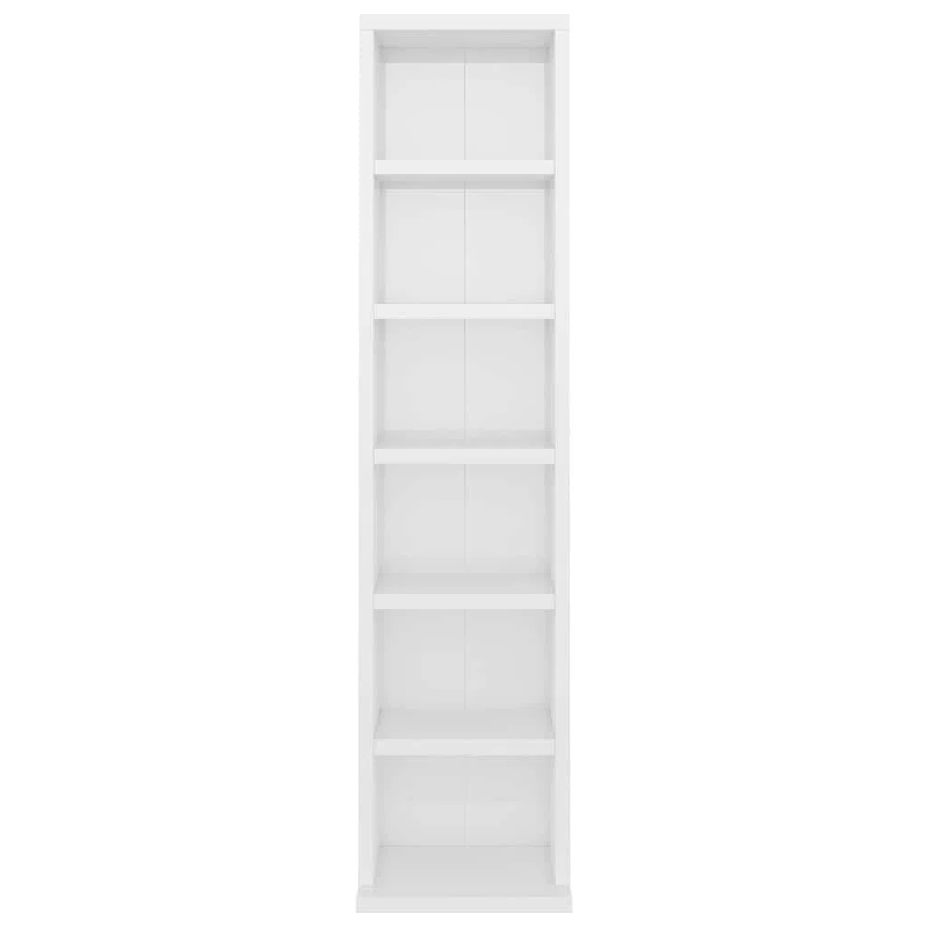 vidaXL Armadio a Mensola per CD, Mobile di immagazzinaggio per Ufficio Casa, Bianco Lucido, 21x20x88 cm, stoccaggio, in Legno di Ingegneria