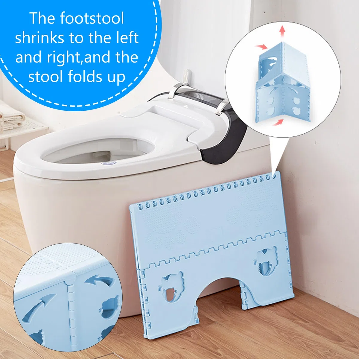 SUNOYA Sgabello WC Pieghevole, Sgabello WC Pieghevole, Sgabello WC Adulti, Sgabello Fisiologico Bagno Per La toilette In Bagno A Casa(Blu)