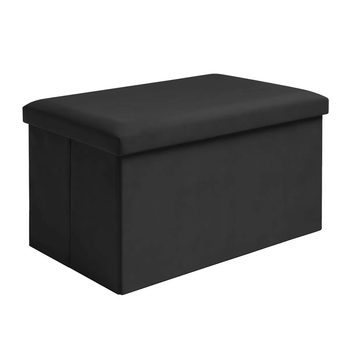 Ruhhy Pouf pieghevole, 54 l, in velluto, 60 x 30 x 30 cm, nero, portata fino a 80 kg, seduta e conservazione per soggiorno e camera da letto