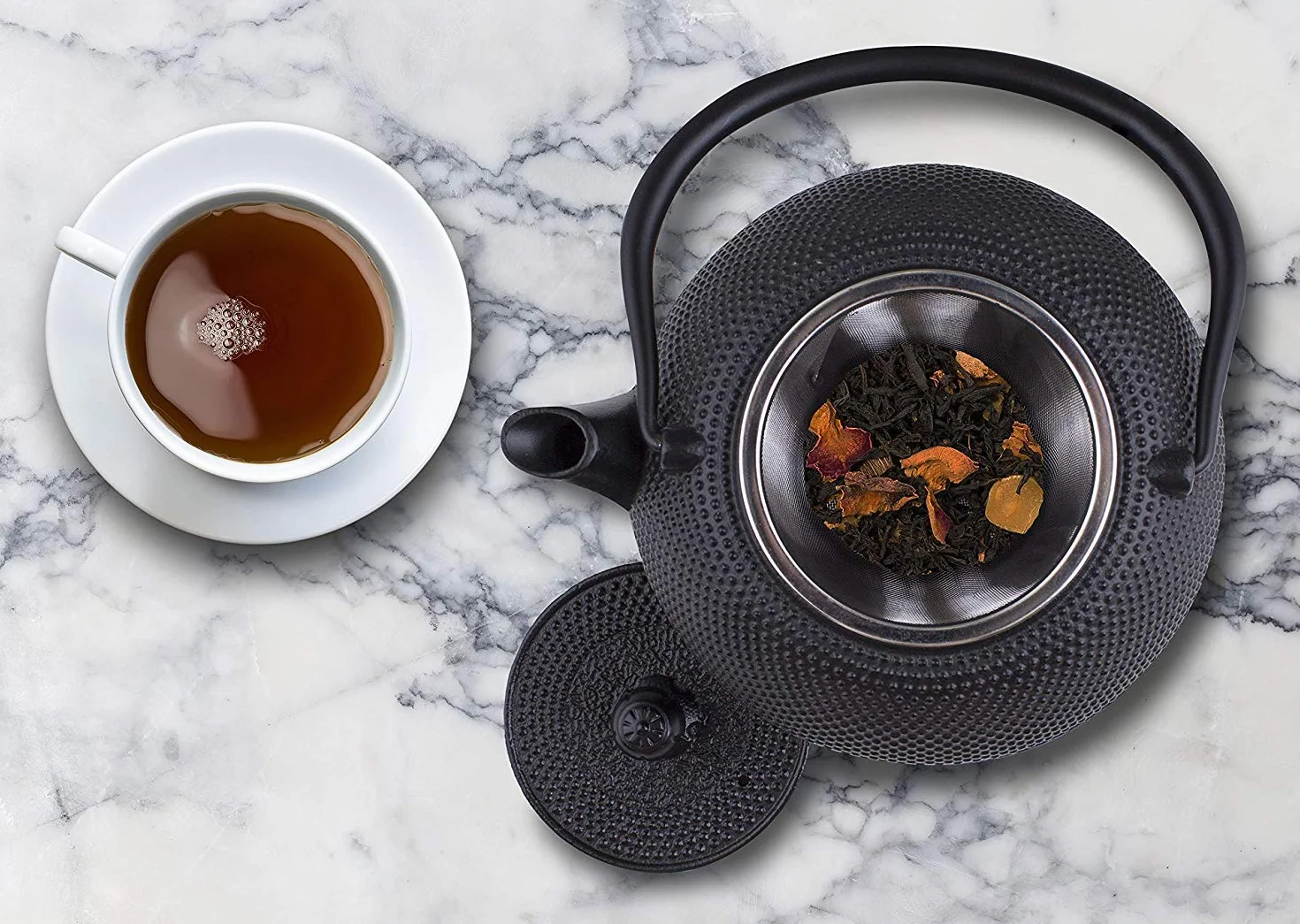 Teiera in Ghisa per tè Giapponese Bollitore con Infusore in Acciaio Inox, Nero, 0.8L (800ml)