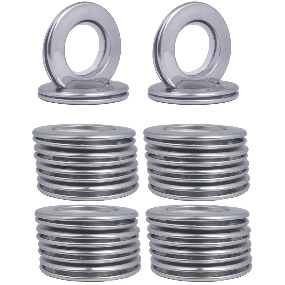 20 pezzi occhielli per tende in acciaio INOX, anelli per tende in metallo con diametro interno e occhielli 1-9/16" (40mm) Occhielli per tende romani per finestre di bagno (20 pezzi - Argento)