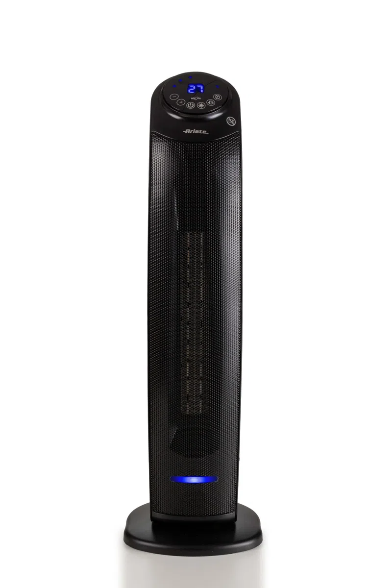 Ariete 8213 Termoventilatore a torretta, 2200W, 3 velocità, Timer fino a 8 ore, Funzione ventilazione, Funzione oscillazione, Tecnologia ceramica, Led display, Nero