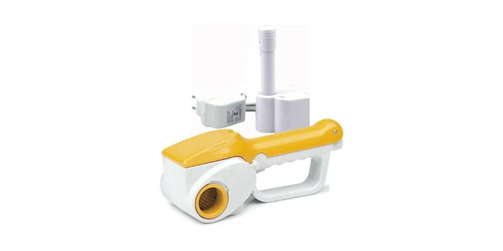 Grattugia Elettrica Ricaricabile per Formaggio, 2 Lame in Acciaio Inox, Batteria 800mAh, 12W, HM-6112R (GIALLO)