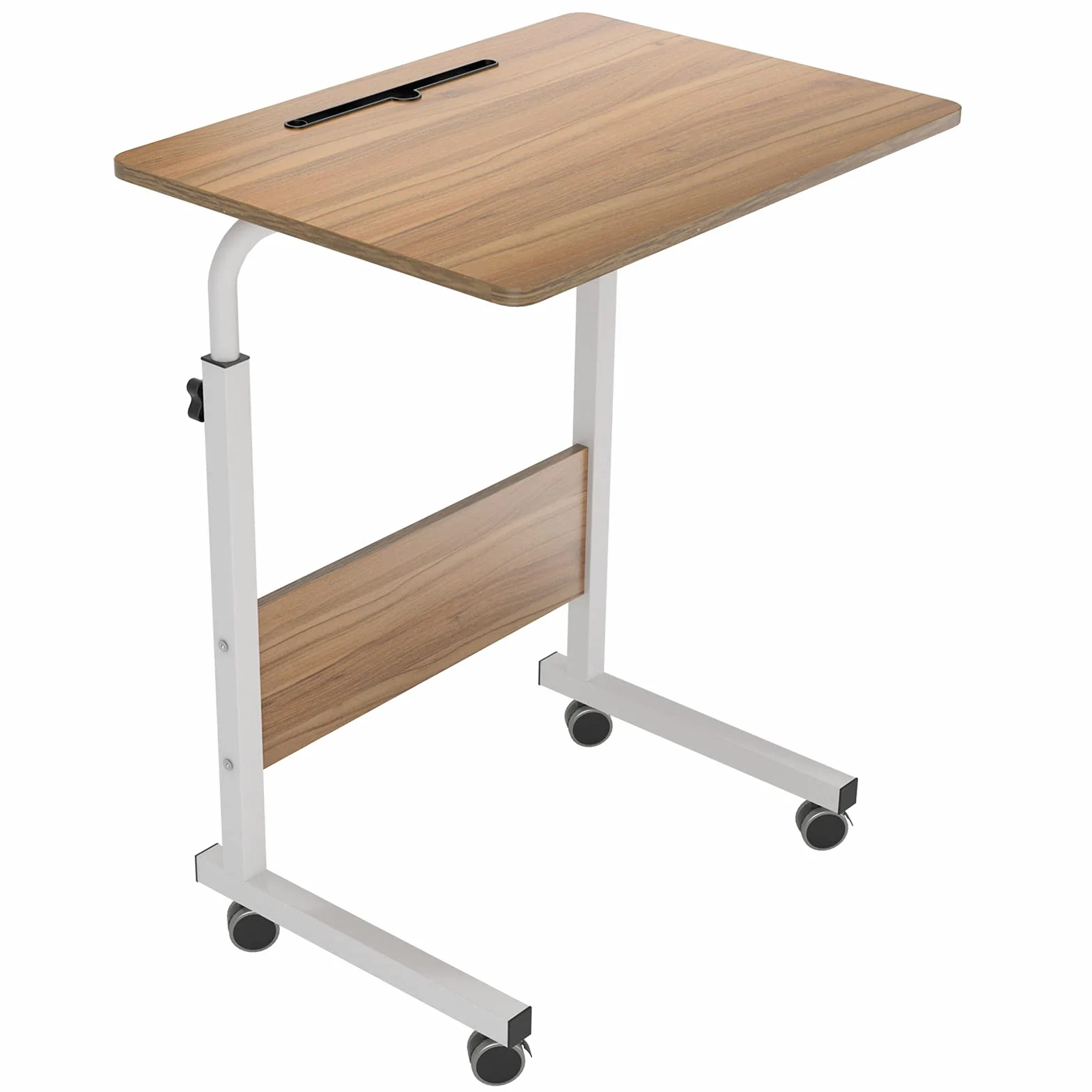 sogesfurniture Scrivania Mobile PC per Lavoro, Tavolino Laptop 60x40cm a Casa o Ufficio con 4 Ruote Mobili, Altezza Regolabile 71-90cm, Portatile Tavolo Laptop Notebook PC, Rovere Chiaro 05#3-60OK-BH