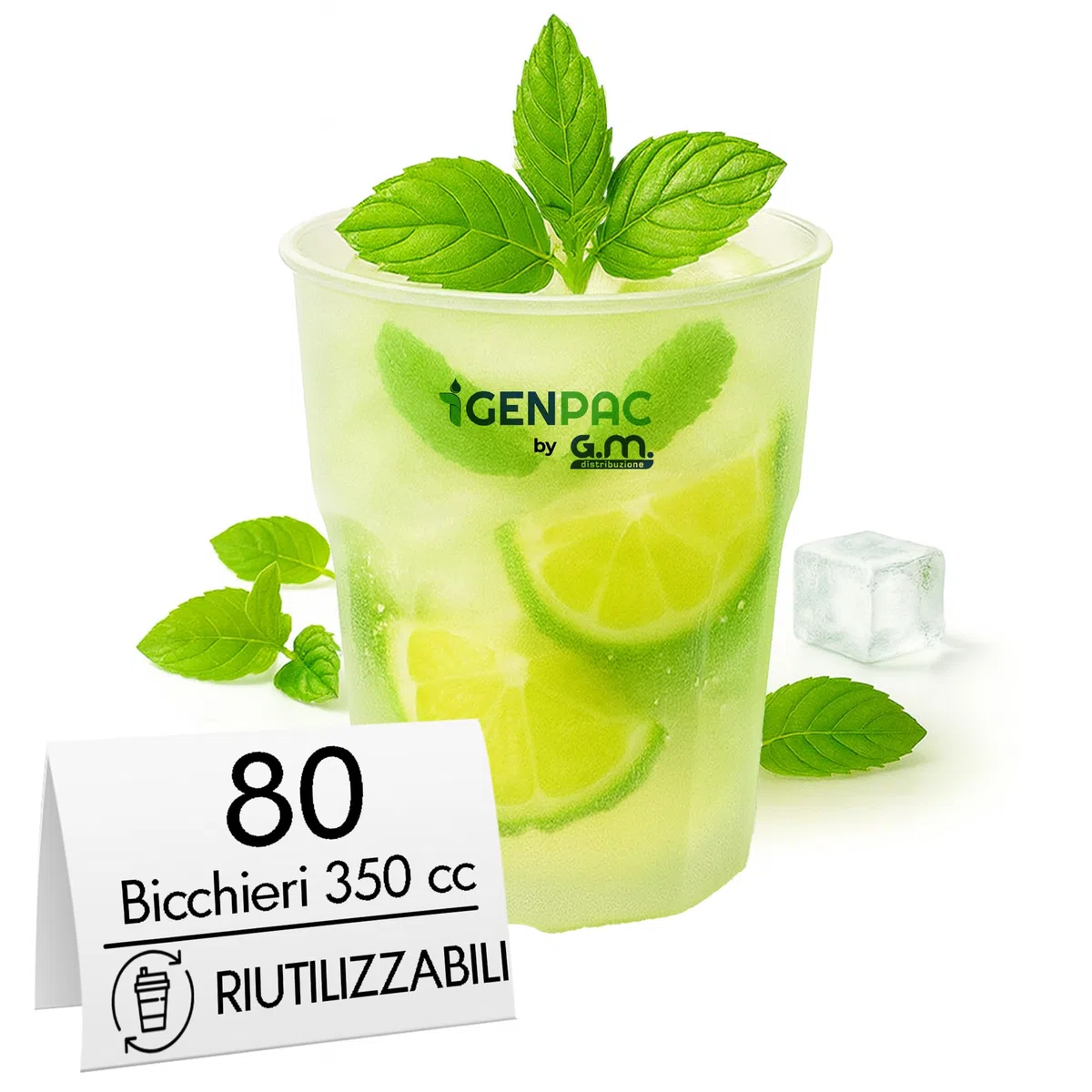G.M. DISTRIBUZIONE 80 Bicchieri Cocktail da 350 ml, in PP Trasparenti, Infrangibili, Riutilizzabili, per Cocktail, Long Drink, Gin Tonic, Mojito, Aperol Spritz - Made in Italy