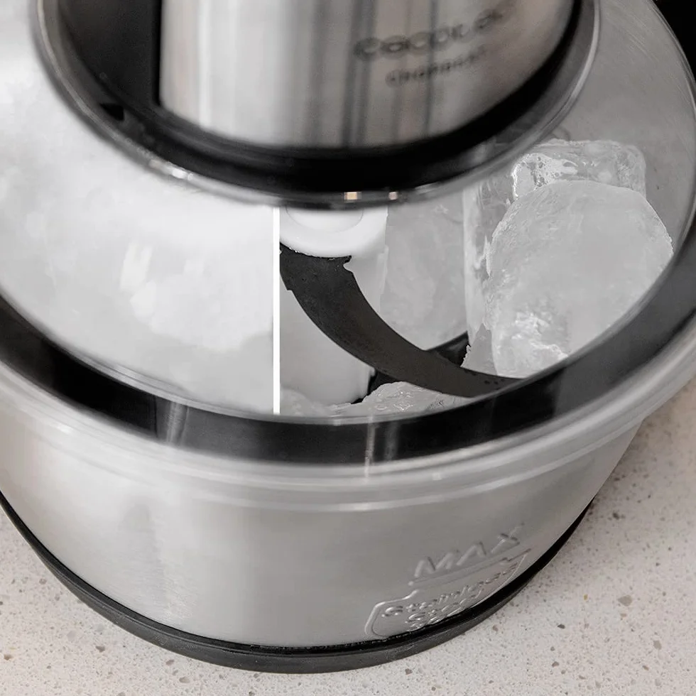 Cecotec Tritatutto ChopBeat 2000 Vindaloo Glass, 500W di Potenza, Tritura, Taglia e Affetta, Lama con 4 Lame in Acciaio Inossidabile, 2 Velocità, Ciotola in Vetro da 500g