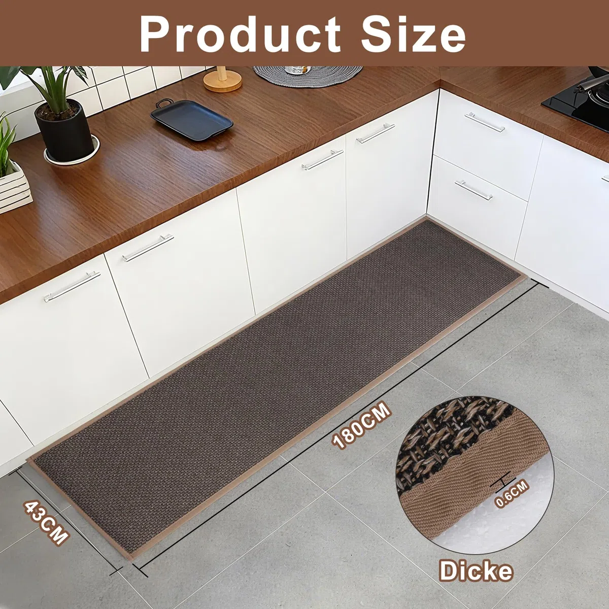 Romon Tappeto Cucina Antiscivolo Lavabile Assorbente 43x180cm, Adatto per cucine di ristoranti e lavanderie