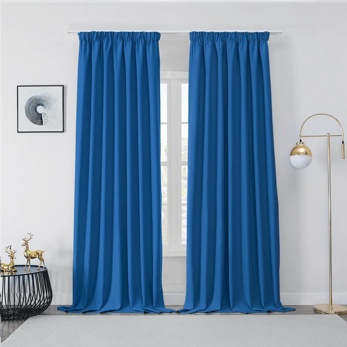 Joydeco Tende Oscuranti per Interni con Fettuccia 2 Pezzi L 140 x A 245 CM, Tende Termica Isolante Freddo e Caldo per Finestra Binario Camera da Letto e Soggiorno, Blu Reale