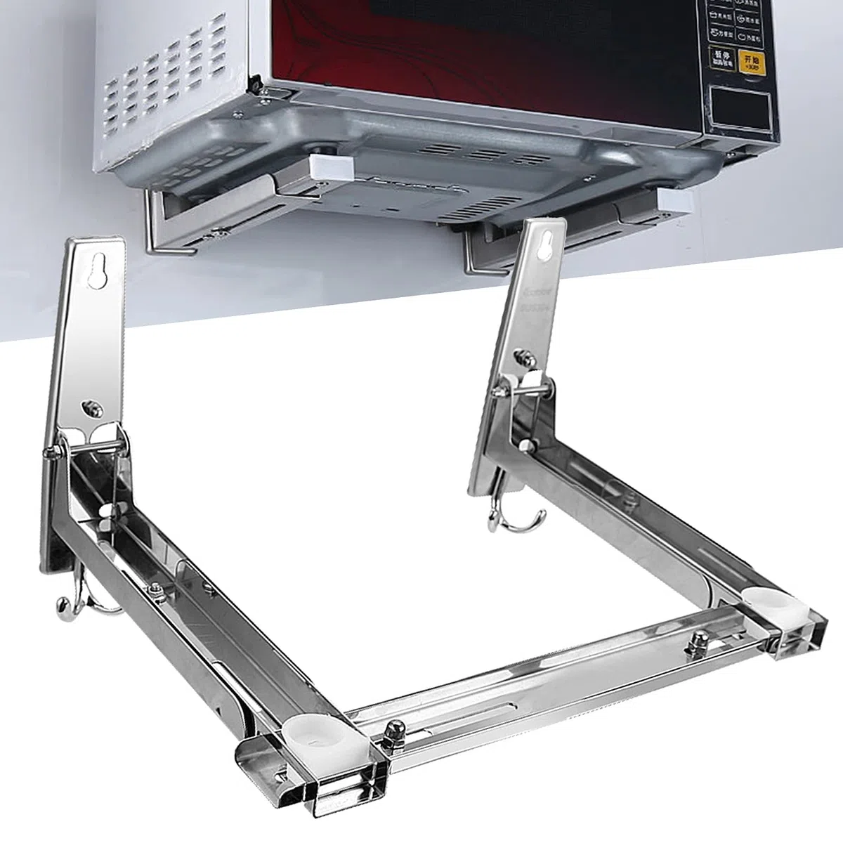 OUKANING Supporto Universale per microonde con Bracci telescopici Supporto per microonde Supporto da Parete in Acciaio Inossidabile per microonde