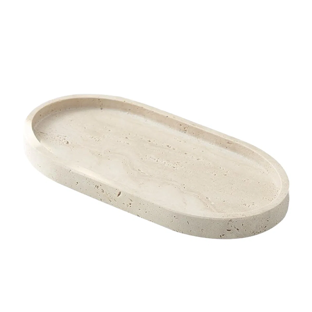 Vassoio decorativo, motivo marmo, vassoio per gioielli, marmo naturale, beige, piatto ovale decorativo, profumo, cosmetici, gioielli, candele, chiavi, vassoio per soggiorno e camera da letto