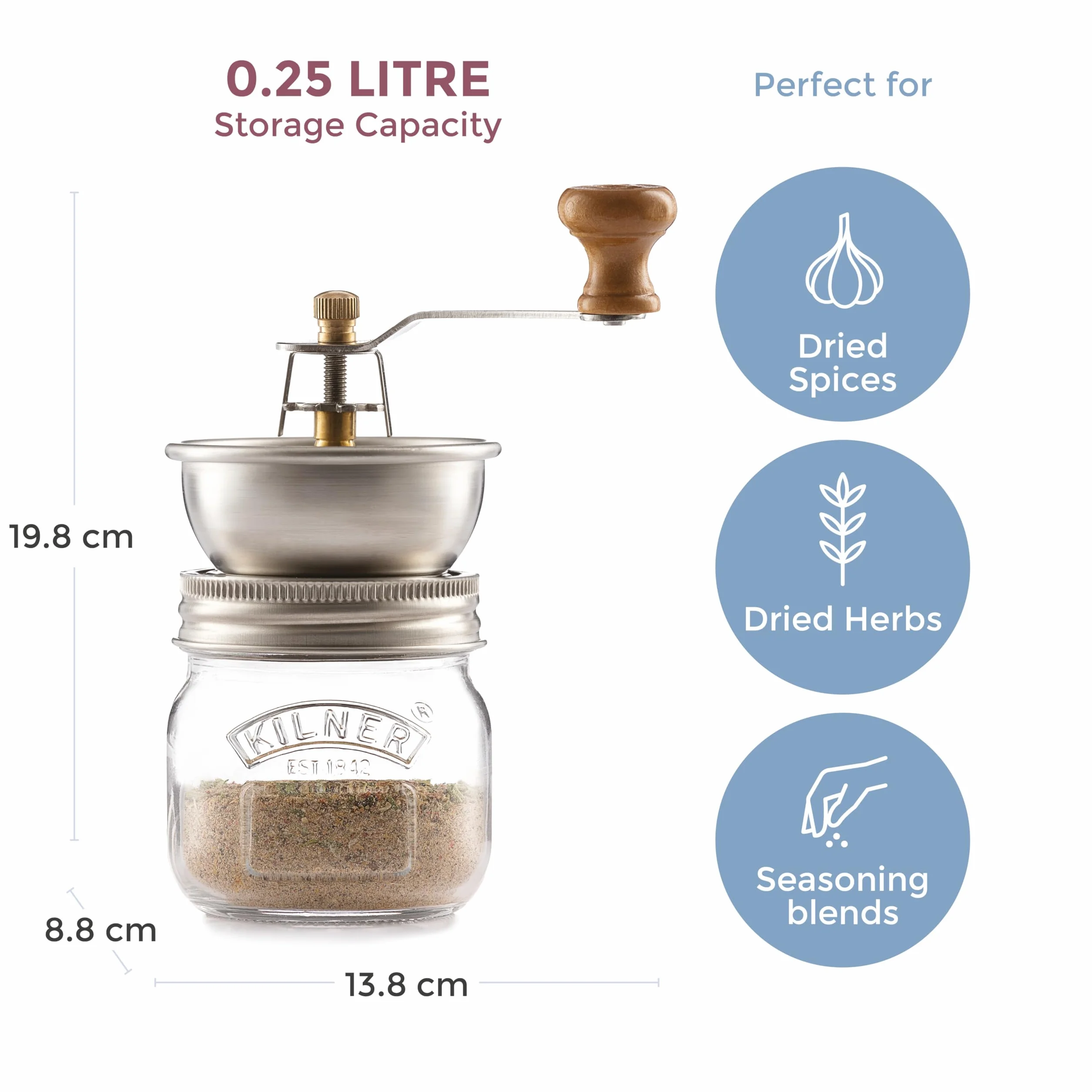 Kilner 0025.081 - Set di macinini per condimenti, in acciaio inox
